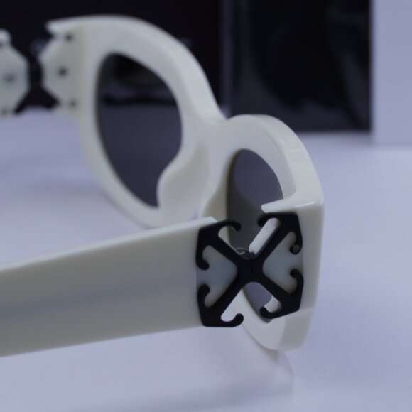 Off-White OERI14E PALMER 0107 Oval Sunglasses – White/Grey - Picture 9 of 10